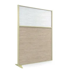 Cloison droite suivante KP - l. 122 x h. 160 cm - bas mélaminé et haut polycarbonate - 1 pied stabilisateur