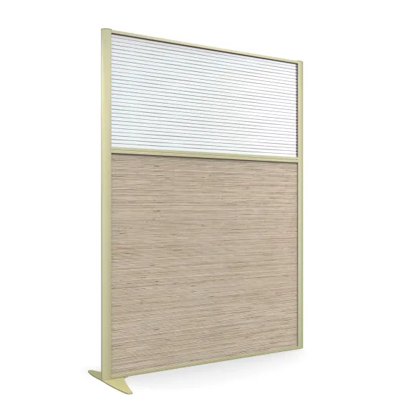 Cloison droite suivante KP - l. 122 x h. 160 cm - bas mélaminé et haut polycarbonate - 1 pied stabilisateur