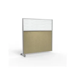 Cloison droite suivante KP - l. 163 x h. 160 cm - bas mélaminé et haut polycarbonate - 1 pied sur roulettes