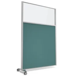 Cloison droite suivante KP - l. 122 x h. 180 cm - partie basse tissu et partie haute vitrée - 1 pied sur roulettes