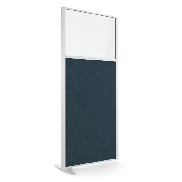 Cloison droite suivante KP - l. 81 x h. 180 cm - bas tissu acoustique et haut vitré - 1 pied stabilisateur
