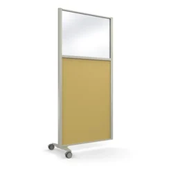 Cloison droite suivante KP - l. 81 x h. 160 cm - partie basse mélaminé et partie haute vitrée - 1 pied sur roulettes