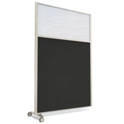Cloison droite suivante KP - l. 122 x h. 180 cm - bas tissu et haut polycarbonate - 1 pied sur roulettes