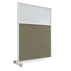 Cloison droite suivante KP - l. 122 x h. 160 cm - bas tissu et haut polycarbonate - 1 pied sur roulettes