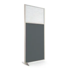 Cloison droite suivante KP - l. 81 x h. 180 cm - bas tissu acoustique et haut polycarbonate - 1 pied stabilisateur