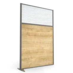Cloison droite suivante KP - l. 122 x h. 180 cm - bas mélaminé et haut polycarbonate - 1 pied stabilisateur