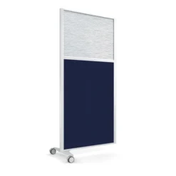 Cloison droite suivante KP - l. 81 x h. 160 cm - partie basse tissu partie haute polycarbonate - 1 pied s/ roulettes