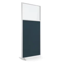 Cloison droite suivante KP - l. 81 x h. 180 cm - partie basse tissu et partie haute vitrée - 1 pied stabilisateur