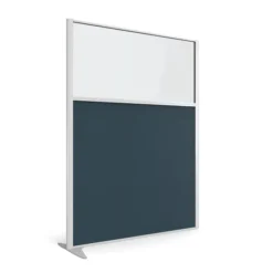 Cloison droite suivante KP - l. 122 x h. 160 cm - partie basse tissu et partie haute vitrée - 1 pied stabilisateur