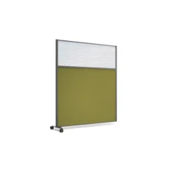 Cloison droite suivante KP - l. 163 x h. 180 cm - bas tissu et haut polycarbonate - 1 pied sur roulettes
