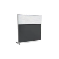 Cloison droite suivante KP - l. 163 x h. 160 cm - bas tissu et haut polycarbonate - 1 pied sur roulettes