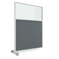 Cloison droite suivante KP - l. 122 x h. 160 cm - partie basse tissu et partie haute vitrée - 1 pied sur roulettes
