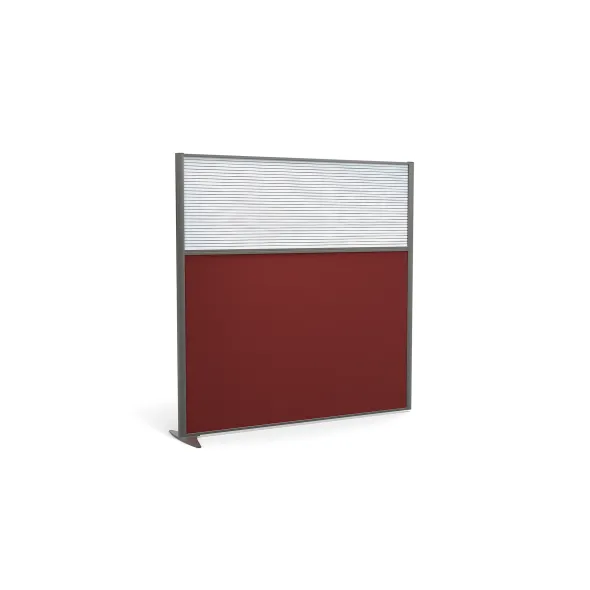 Cloison droite suivante KP - l. 163 x h. 160 cm - bas tissu et haut polycarbonate - 1 pied stabilisateur