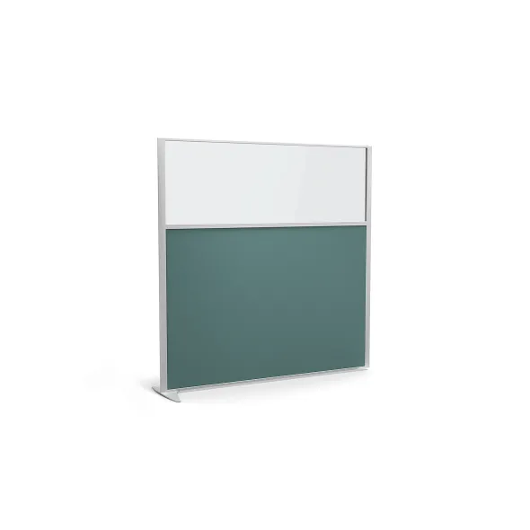 Cloison droite suivante KP - l. 163 x h. 160 cm - bas tissu et haut vitré - 1 pied stabilisateur