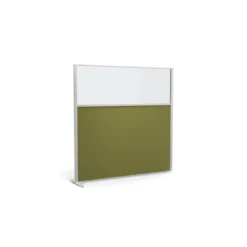 Cloison droite suivante KP - l. 163 x h. 160 cm - bas tissu acoustique et haut vitré - 1 pied stabilisateur