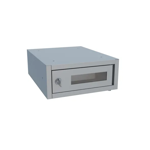 Coffret intérieur pour 1 arme de poing - 1 porte avec séparateur et fenêtre de visualisation - serrure à clé