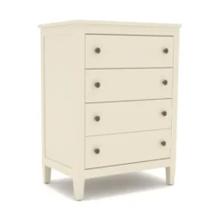 Commode TV Camomille - l. 74 x h. 101 x pr. 52 cm - 4 tiroirs - structure hêtre massif