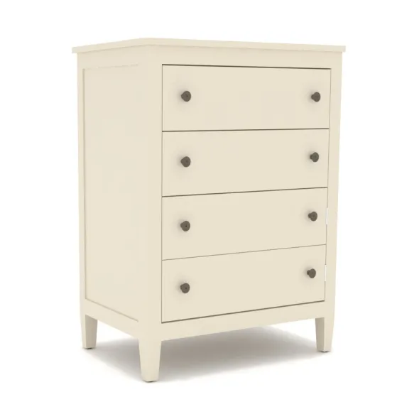 Commode TV Camomille - l. 74 x h. 101 x pr. 52 cm - 4 tiroirs - structure hêtre massif