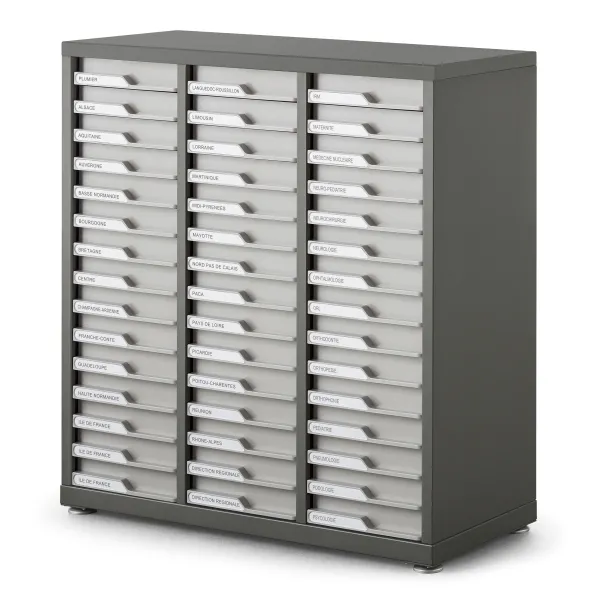 Comptoir 3 colonnes - équipé de 45 tiroirs e-clen h. 6 cm