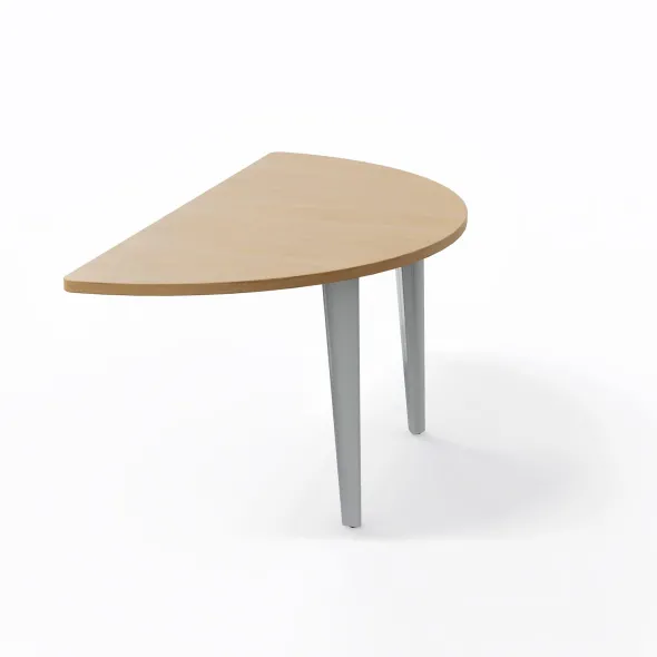 Convivialité demi-lune Evidence - l. 160 x pr. 80 cm - pour 2 bureaux pr. 80 cm - 2 pieds métalliques et 2 platines