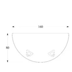 Convivialité demi-lune Evidence - l. 160 x pr. 80 cm - pour 2 bureaux pr. 80 cm - 2 pieds métalliques et 2 platines