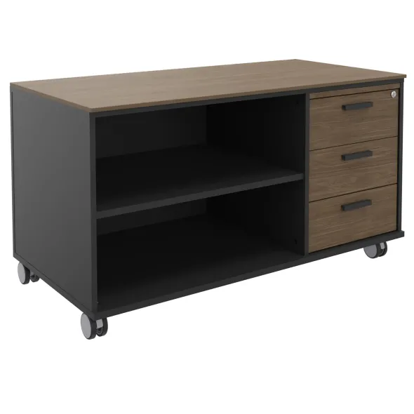 Desserte de rangement Kheops - h. 66 x l. 120 cm - sur roulettes - 3 tiroirs plats + 1 tablette mélaminé