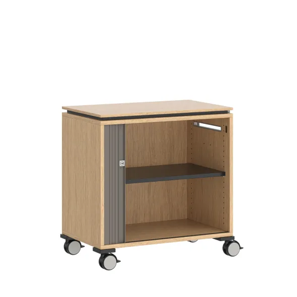 Desserte de rangement mobile Fliptop Twin - mélaminé - 72 x 71 cm - rideau nickel NI