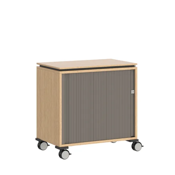 Desserte de rangement mobile Fliptop Twin - mélaminé - 72 x 71 cm - rideau nickel NI
