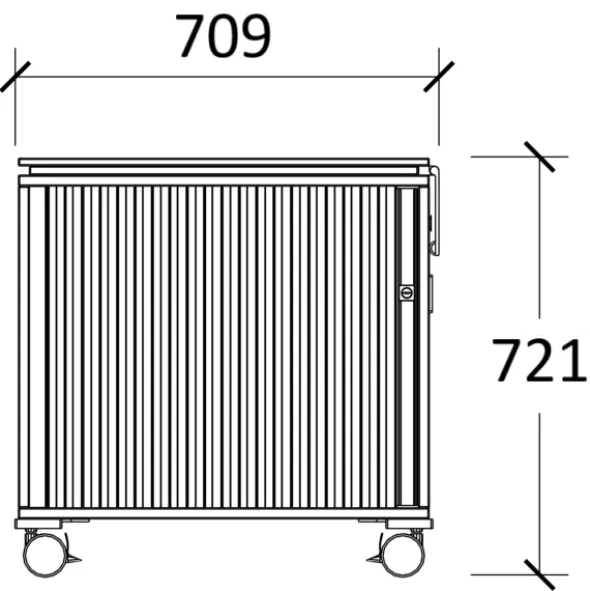 Desserte de rangement mobile Fliptop Twin - mélaminé - 72 x 71 cm - rideau nickel NI