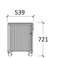 Desserte de rangement mobile Fliptop Twin - mélaminé - 72 x 54 cm - rideau nickel NI