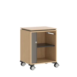 Desserte de rangement mobile Fliptop Twin - mélaminé - 72 x 54 cm - rideau nickel NI