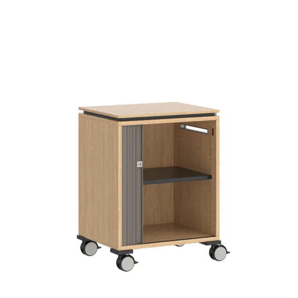 Desserte de rangement mobile Fliptop Twin - mélaminé - 72 x 54 cm - rideau nickel NI