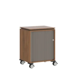 Desserte de rangement mobile Fliptop Twin - ébénisterie - 72 x 54 cm - rideau nickel NI