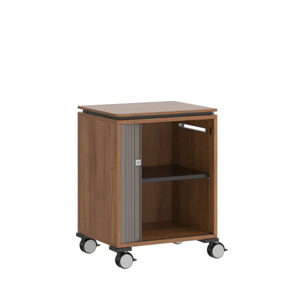 Desserte de rangement mobile Fliptop Twin - ébénisterie - 72 x 54 cm - rideau nickel NI
