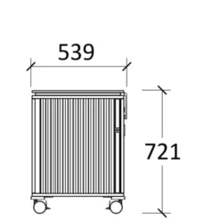 Desserte de rangement mobile Fliptop Twin - ébénisterie - 72 x 54 cm - rideau nickel NI