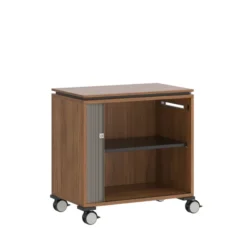 Desserte de rangement mobile Fliptop Twin - ébénisterie - 72 x 71 cm - rideau nickel NI