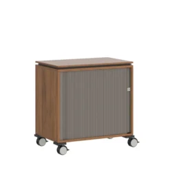 Desserte de rangement mobile Fliptop Twin - ébénisterie - 72 x 71 cm - rideau nickel NI