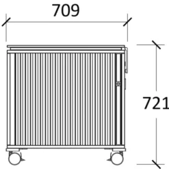 Desserte de rangement mobile Fliptop Twin - ébénisterie - 72 x 71 cm - rideau nickel NI