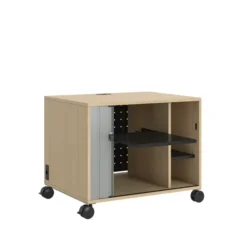 Desserte technique mobile Fliptop Twin - mélaminé - 67 x 80 cm - rideau gris alu