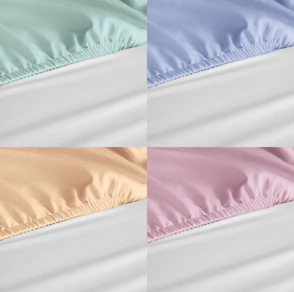 Drap housse 100 % coton couleur - 90 x 190 cm - lot de 10