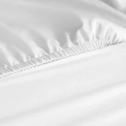 Drap housse polycoton blanc - 90 x 210 cm - lot de 10