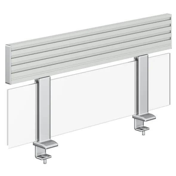 Ecran de séparation Fusion l. 80 cm - translucide avec rail