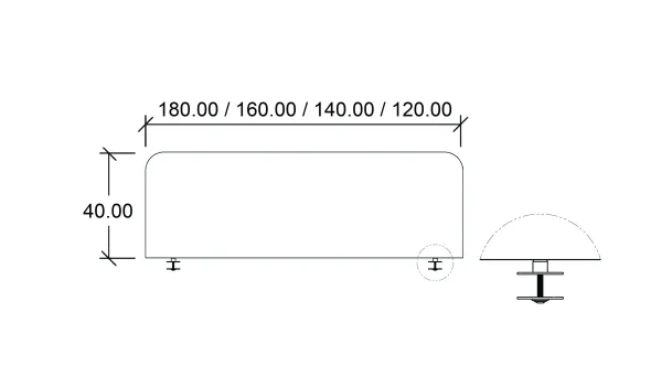 Ecran de séparation pour bureau isolé Arial - l. 120 cm - tissu