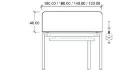 Ecran de séparation pour bureaux face à face Arial - l. 180 cm - tissu