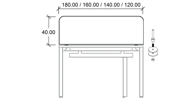Ecran de séparation pour bureaux face à face Arial - l. 180 cm - tissu