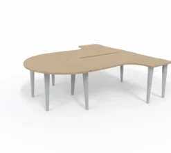 Ensemble 2 bureaux compact 90° asymétriques Evidence - l. 160 x l. 120 x pr 80-60 cm + convivialité demi-lune latérale