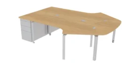 Ensemble 2 bureaux compacts 120° asymétriques Epure - l. 160 x l. 80 x pr. 80 x 80 cm - convivialité + 2 caissons