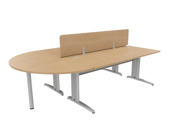 Ensemble 2 bureaux droits Corial - l. 160 x pr. 80 cm + convivialité demi-lune latérale + écran de séparation