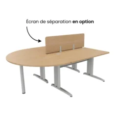 Ensemble 2 bureaux droits Corial - l. 120 x pr. 80 cm + convivialité demi-lune latérale + écran de séparation