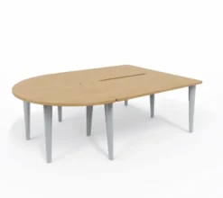 Ensemble 2 bureaux droits Evidence - l. 140 x pr. 80 cm + convivialité demi-lune latérale
